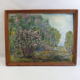 Картина масло. Утро весеннее. Панарин 1983 г. СССР. 40 х 30 см. Винтаж