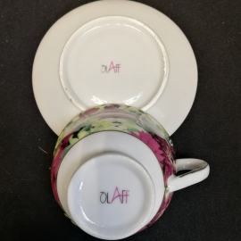Декоративная чашка с блюдцем Ol AFF, толстый фарфор. Картинка 3