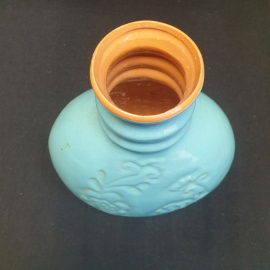Керамическая ваза для цветов, цветная обливная керамика. СССР. Картинка 2