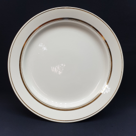 Блюдо фаянс Буди, белое с золотой каймой, Винтаж, СССР
