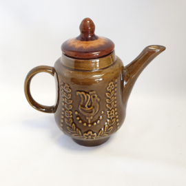 Чайник, обливная керамика, Петушок, неродная крышка, винтаж, СССР. Картинка 2