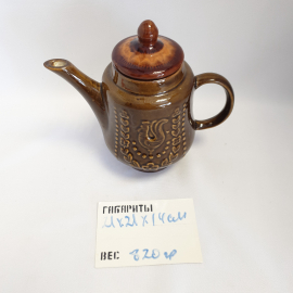Чайник, обливная керамика, Петушок, неродная крышка, винтаж, СССР. Картинка 7
