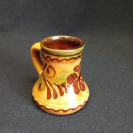 Чашка / кружка с цветочным узором, обливная керамика, СССР