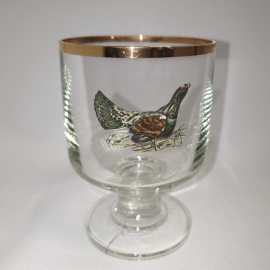 Бокал стекло золотая кайма  с птицей. Глухарь, СССР, цена за 1 шт. Картинка 2