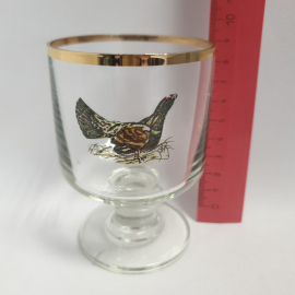 Бокал стекло золотая кайма  с птицей. Глухарь, СССР, цена за 1 шт. Картинка 7