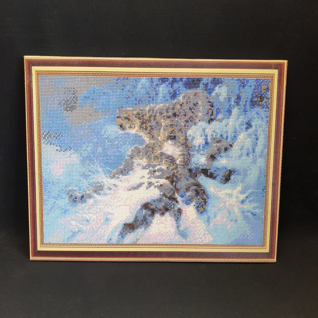 Алмазная мозаика "Снежный барс" 40х50 см. Картинка 1