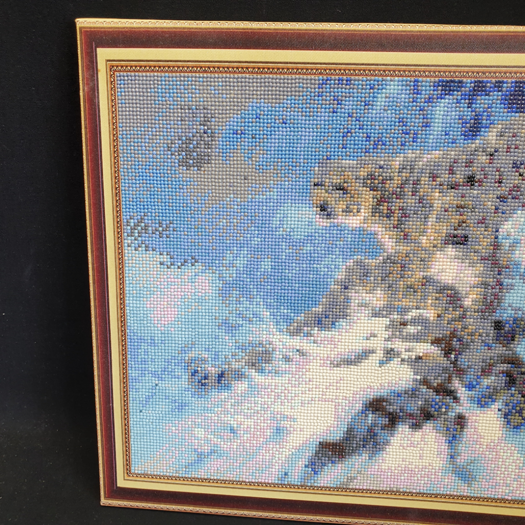 Алмазная мозаика "Снежный барс" 40х50 см. Картинка 3