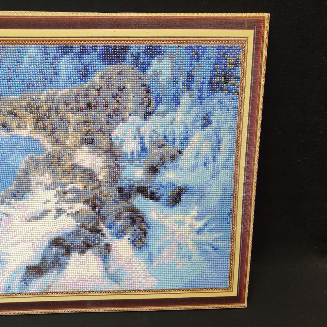 Алмазная мозаика "Снежный барс" 40х50 см. Картинка 4