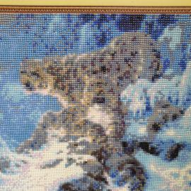 Алмазная мозаика "Снежный барс" 40х50 см. Картинка 2