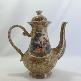 Чайник, кофейник, без клейма, фарфор. "Пастушка и пастух". Картинка 1