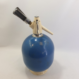 Сифон для газирования воды, металлический, синий, следы бытования. СССР