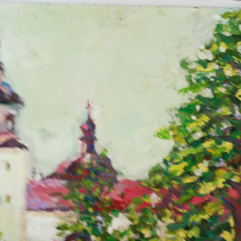 Картина маслом на фанере "Троице-Сергиевская лавра", 49х34 см,художник Н. Сокова, 2001г. Картинка 15