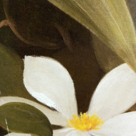 Картина "Белые цветы", печать  в раме с подрисовкой, фанера, размеры полотна 69 х 49 см. Картинка 6
