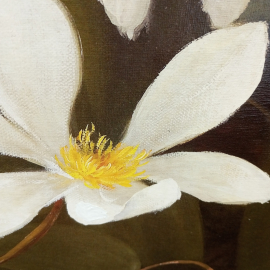 Картина "Белые цветы", печать  в раме с подрисовкой, фанера, размеры полотна 69 х 49 см. Картинка 7