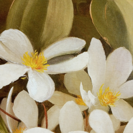 Картина "Белые цветы", печать  в раме с подрисовкой, фанера, размеры полотна 69 х 49 см. Картинка 9