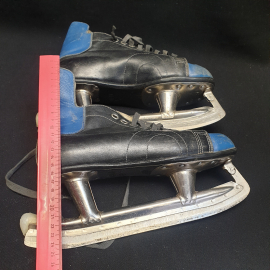 Коньки хоккейные на шнуровке, кожа, цвет комбинированный, размер 250, Свердловск, СССР. Картинка 15