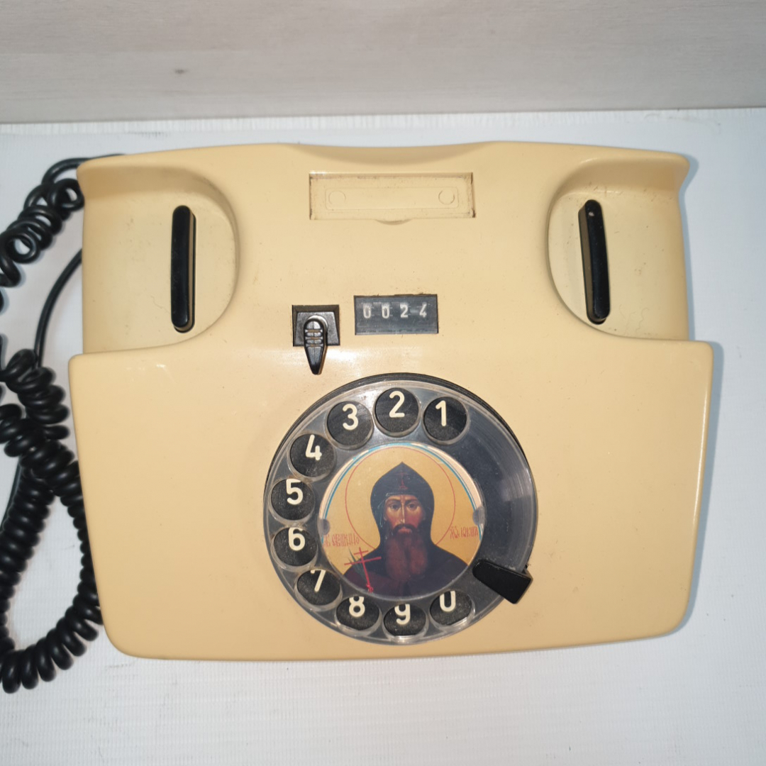 Телефон дисковый POST FeTAp 791 GbAnz-1, с иконой, регулировка громкости. ГДР. Картинка 3