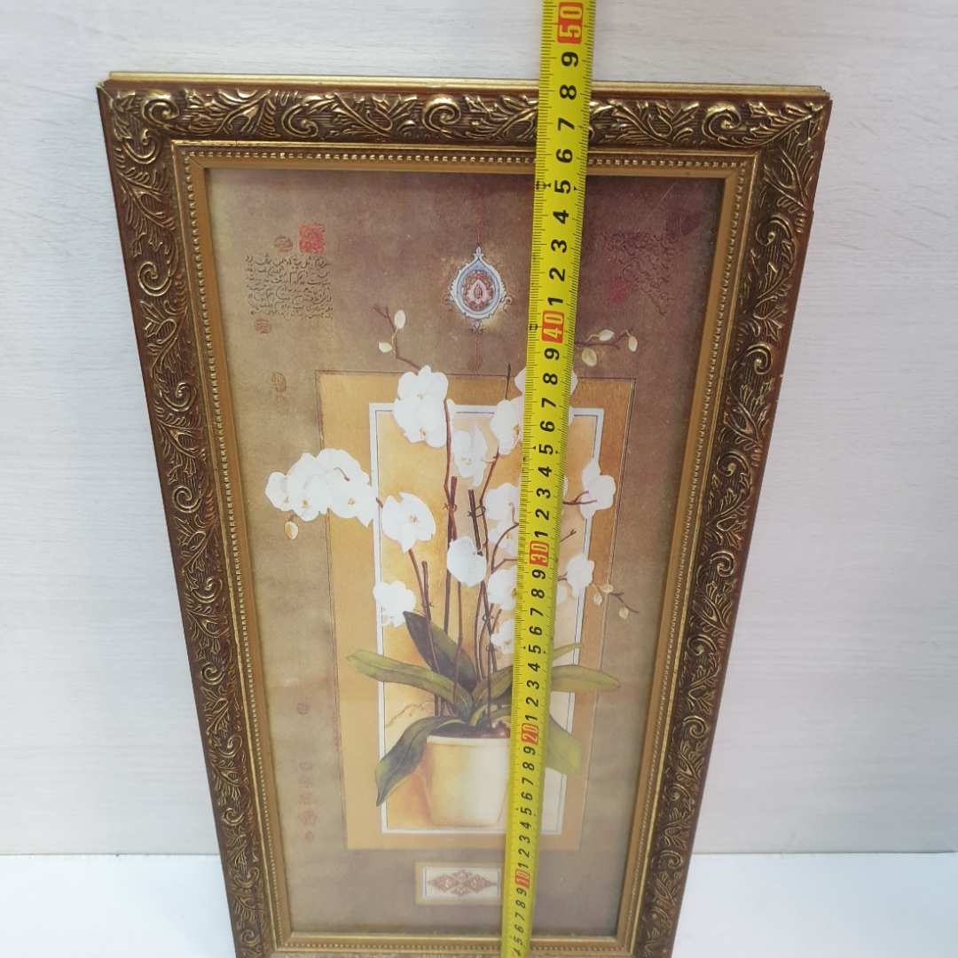 Картина, постер в раме под стеклом, "Белая орхидея", печать , 25 х 49 см. Картинка 12