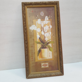 Картина, постер в раме под стеклом, "Белая орхидея", печать , 25 х 49 см. Картинка 16