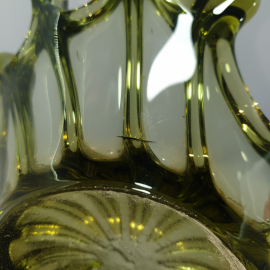 Ваза фруктовница "Медуза / Брызги шампанского", цветное гутное стекло, СССР, к-т Победа, скол на дне. Картинка 12