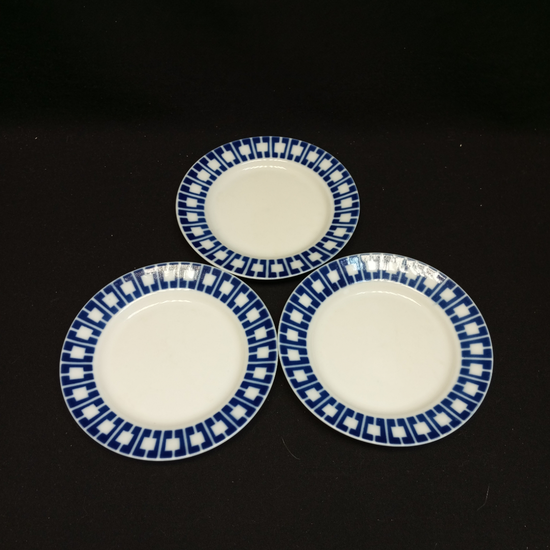 Набор из 3 пирожковых тарелок "Аквамарин" ФФЗ Чайка, без клейма, 18 см. Картинка 1