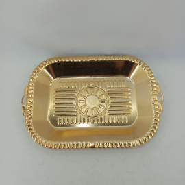Сухарница металлическая "Под золото", алюминий, позолота, 34 х 23 см, СССР