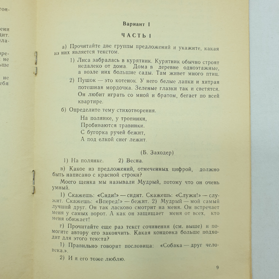 Брошюра "О проверке обязательного уровня обученности русскому языку за курс начальной школы", 1992г.. Картинка 9