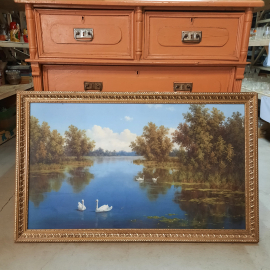 Картина "Лебеди в пруду"