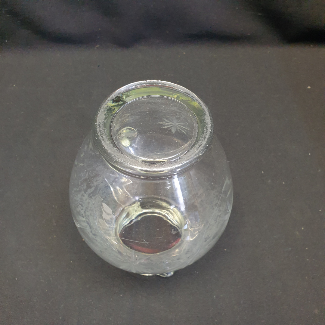 Кувшин графин "Астры", старое стекло, есть налет от воды, СССР. Картинка 5