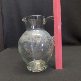 Кувшин графин "Астры", старое стекло, есть налет от воды, СССР. Картинка 7