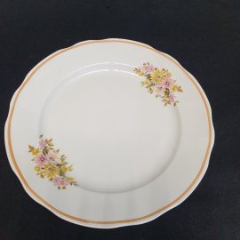 Тарелка сервировочная "Полевые цветы" с волнистым краем, диаметр 24 см, фарфор, деколь, Дулёво