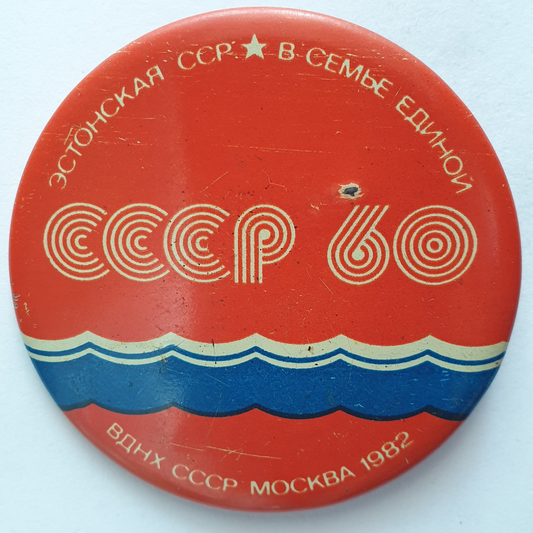 Значок "Эстонская ССР в семье единой. ВДНХ СССР. Москва-1982", СССР. Картинка 1