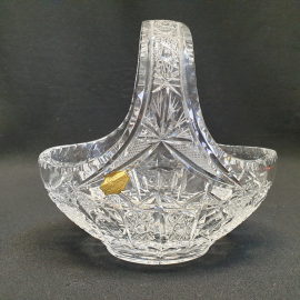 Ваза-конфетница в виде корзинки, хрусталь, алмазная грань, Echt Bleikristall, Германия, 1970-1980гг.