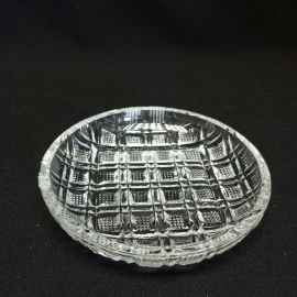 Блюдце "Алмазные квадраты", хрусталь, резьба, гранение, диаметр 13 см, СССР