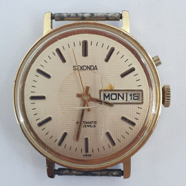 Наручные часы "Sekonda Automatic", трещина на стекле, не работают, СССР