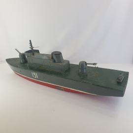 Модель бронекатера, 1/350, потёртости, нет верхней башни, фанера, СССР