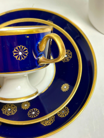 Чайное трио, немецкий фарфор в кобальтовом крытье с золотом, Lichte Porzellan ГДР 1966-1985гг. Картинка 4