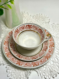 Чайное трио Германия. Фарфор, деколь, позолота. Винтаж. Картинка 1