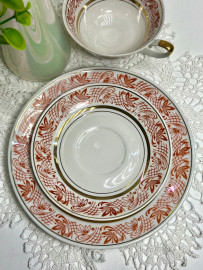 Чайное трио Германия. Фарфор, деколь, позолота. Винтаж. Картинка 4