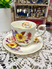 Чайная пара "Herfst (Первый)" Duchess Англия 1970-80гг. Тонкий костяной фарфор, деколь. 160мл. Картинка 1