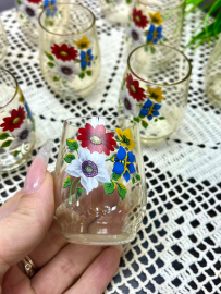 Стопки Калининский СЗ. 50мл Тонкое стекло, люстр, цветочная деколь. Цена за 1шт