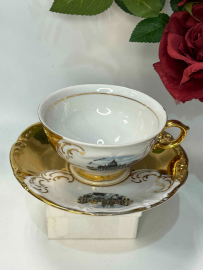 Чайная пара Winterling Германия 1979-2000г. Рельефный фарфор, позолота. Картинка 1