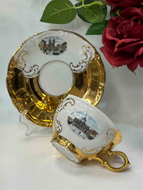 Чайная пара Winterling Германия 1979-2000г. Рельефный фарфор, позолота. Картинка 4