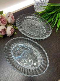 Овальные сервировочные блюда из стекла в прессе. Цена за 1шт. Картинка 1