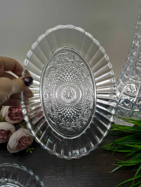 Овальные сервировочные блюда из стекла в прессе. Цена за 1шт. Картинка 2
