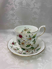Чайная пара Английский костяной фарфор, цветочная деколь. 170мл. Duchess Dogwood Кизил. Картинка 2