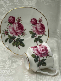 Чайная пара "Розы" Англия Royal Windsor. Изысканный костяной фарфор, деколь. 120мл. Картинка 3