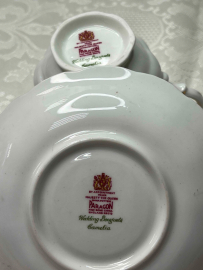 Чайная пара "Свадебные букеты, Камелия" Англия 1963гг Paragon. Костяной фарфор, деколь, 150мл. Картинка 4