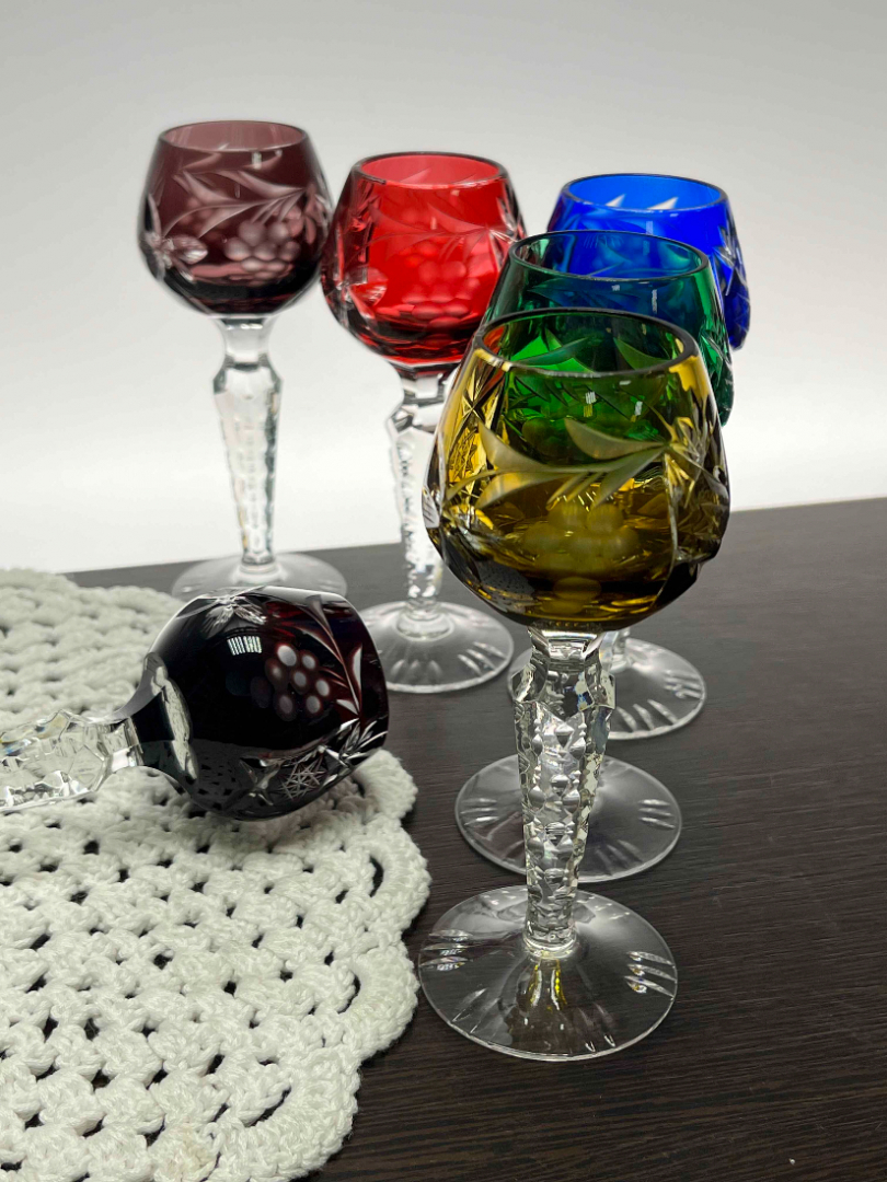 Рюмки "Trube (Виноград)" Germany Nachtmann. Цвет хрусталь, ручная работа. Винтаж 1960гг. Цена за 6шт. Картинка 1