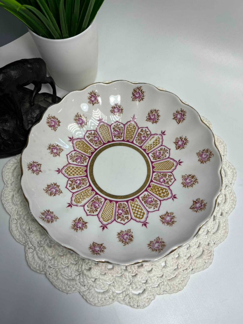 Сухарница "Фриз" форма Тюльпан С.Е.Яковлева, ав. рос. Н.Б.Гусева ЛФЗ, позолота, винтаж, СССР. Картинка 3